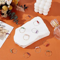 16種類のスタイルがミックスされた宝石の指輪8個  女性のための銅線ラップジュエリー  4mm  内径：20mm  2個/スタイル&nbsp;RJEW-UN00051