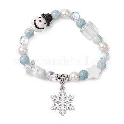 Christmas Theme Synthetic Moonstone and Alloy Snowflake
Charms Bracelets for Women&nbsp;BJEW-TA00560
