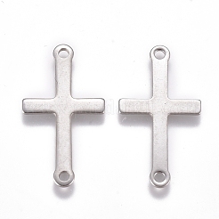 変色しにくい201ステンレススチールリンクコネクター  クロス  ステンレス鋼色  23x12.5x0.6mm  穴：1.4mm&nbsp;STAS-M274-062P