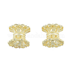 真鍮ダブルビーズキャップ  ニッケルフリー  花  14KGP本金メッキ  8.5x7mm  穴：3mm&nbsp;KK-N259-23