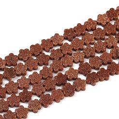 合成ゴールドストーン金砂石ビーズ連売り  スモモの花  6~6.5x6x2.5mm  穴：0.8mm  約60~63個/連  14.37~14.84''（36.5~37.7センチメートル）&nbsp;G-B138-C15-01