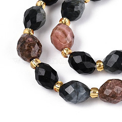 Natural Rhodonite & Eagle Eye & Obsidian Beads Strands&nbsp;G-N358-04A-03