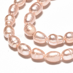 オーバル天然養殖淡水パールビーズ連売り  ナバホホワイト  8~10x7~8mm  穴：0.8mm  約38~40個/連  14.17インチ（36cm）&nbsp;PEAR-N012-07I