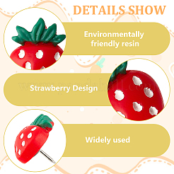 Strawberry Opaque Resin Map Pins&nbsp;AJEW-AB00158