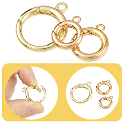 真鍮スプリングゲート留め具 6種類 3個  リング  18KGP本金メッキ  13.5~22x11~18x2.5~3mm  穴：1.6~2.2mm  2個/スタイル&nbsp;KK-SC0007-09