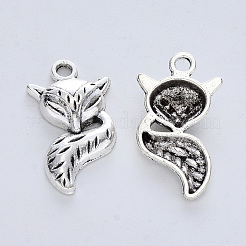 合金のチベット風チャーム  カドミウムフリー＆鉛フリー  キツネ  アンティークシルバー  23.5x13x4mm  穴：2mm&nbsp;X-TIBE-R316-043AS-RS