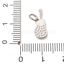 304ステンレススチールマイクロパヴェクリアキュービックジルコニアチャーム  ギターチャーム  ステンレス鋼色  6x15x2mm  穴：4mm&nbsp;CU-CBAB6EC-21P