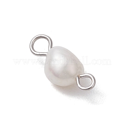 Natural Freshwater Pearl Potato Connector Charms&nbsp;PALLOY-JF03201-02
