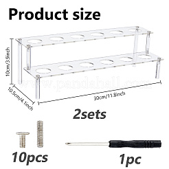 2段アクリル製アイスクリームディスプレイスタンド  アイスクリームコーンホルダー  透明  30x10.5x10cm&nbsp;ODIS-WH0030-357A