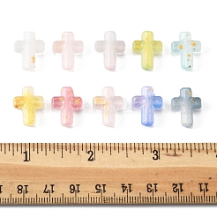 130色グラデーションカラー透明アクリルビーズ10個  金色の箔付き  クロス  ミックスカラー  16x12.5x4.5mm  穴：2.5mm  13個/カラー&nbsp;OACR-FS0002-05