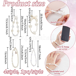 4Pcs 4 Styles Plastic Beaded Mobile Phone Lanyard Wrist Strap&nbsp;AJEW-AN0007-44