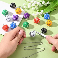 28個7色不透明アクリルパーツ  プラチナメッキ鉄パーツ  多面カット  多面体サイコロ  D20  ミックスカラー  27.5x20x20mm  穴：2mm  4個/カラー&nbsp;MACR-CJ0001-36