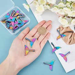 合金ペンダント  カドミウムフリー＆鉛フリー  人魚の尾の形  虹色  29x32x8mm  穴：5mm  20pc&nbsp;FIND-FH0002-35