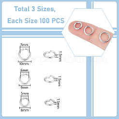 304ステンレススチールオープン丸カン  ラウンド  ステンレス鋼色  8~10x1.5mm  15ゲージ  内径：5~7mm  300個/箱&nbsp;STAS-UN0006-01P