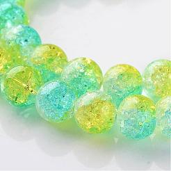 クラックルガラスラウンドビーズ連売り  ミックスカラー  8mm  穴：1mm  約49個/連  14.5インチ&nbsp;CCG-M001-M-8mm