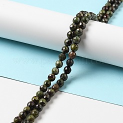 天然石ドラゴンブラッドビーズ連売り  ファセット（128ファセット）  ラウンド  6.5mm  穴：1mm  約59~65個/連  13.78~14.96インチ（35~38cm）&nbsp;G-E571-30A
