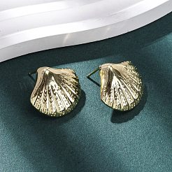 Brass Shell Shape Stud Earrings&nbsp;EJEW-H165-02B-G
