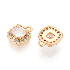 Brass Micro Pave Clear Cubic Zirconia Pendants&nbsp;KK-T078-11G