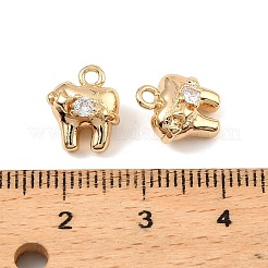 真鍮製マイクロパヴェキュービックジルコニアチャーム  歯  18KGP本金メッキ  11x9.5x7.5mm  穴：1.6mm&nbsp;KK-C155-22G