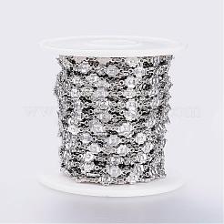 変色しにくい304ステンレススチール製リンクバーチェーン  ハンダ付け  スプールで  花  ステンレス鋼色  10x5x2mm  約32.8フィート（10m）/ロール&nbsp;STAS-G038-03P