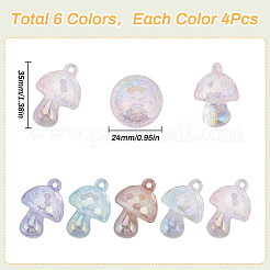 24Pcs 6 Colors Bubble Style Transparent Acrylic Pendants&nbsp;MUSH-SC0001-01