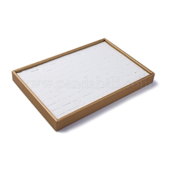 100スロットのイミテーションレザージュエリーリングオーガナイザーディスプレイトレイ  長方形  ホワイト  20x30x3cm&nbsp;CON-G023-16