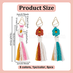 6Pcs 6 Colors Flower Handmade Macrame Cotton with Iron Paper Clip&nbsp;AJEW-GA0009-75
