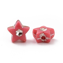 メッキアクリルビーズ  シルバーライン入り  スター  クリムゾン  8.5x9x5mm  穴：1.5mm  約2800個/500g&nbsp;OACR-C013-05