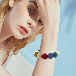 48種類のフロッキープラスチックビーズ6個  ラウンド  ミックスカラー  16~16.5x15~16mm  穴：2~3.5mm  8 個/スタイル。&nbsp;KY-SC0002-47B