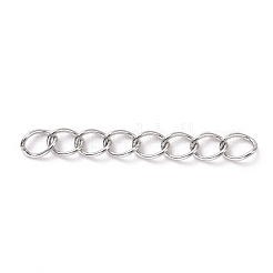 304 ステンレススチールカーブチェーンエクステンダー  ステンレス鋼色  25mm  リンク：4x3x0.5mm&nbsp;STAS-WH0032-02B-P