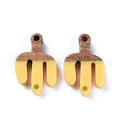 Opaque Resin & Walnut Wood Links Connectors&nbsp;RESI-T035-41