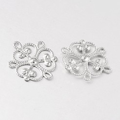 花 316 外科用ステンレス鋼 フィリグリージョイナー  シャンデリアパーツ  ステンレス鋼色  19x17x1mm  穴：2x1mm&nbsp;X-STAS-M256-04