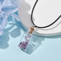 Glass Wish Bottle Pendant Necklace&nbsp;NJEW-JN04609-03