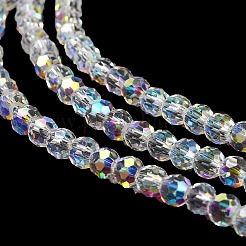 電気メッキガラスビーズセット  多面カット  ラウンド  透明  4mm  穴：0.8mm  約97~99個/連  14.25'~14.45'''（36.2~36.7センチメートル）&nbsp;X-EGLA-D030-13