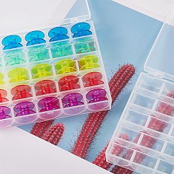 2 Boxes 25 Compartments Polypropylene(PP) Plastic Sewing Machine Bobbins with Storage Case&nbsp;CON-SZ0001-17