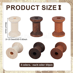 ワイヤー用木製空スプール 30色 3個  スレッドボビン  ミックスカラー  3x2.1~2.15cm  10個/カラー&nbsp;TOOL-ME0001-03