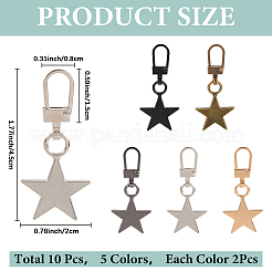 10Pcs 5 Colors Alloy Zipper Puller&nbsp;FIND-CP0003-09