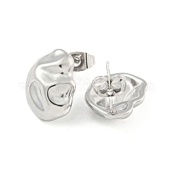 変色しない304ステンレススチール製イヤリング  女性用スタッドピアス  ナゲット  ステンレス鋼色  16x12mm&nbsp;EJEW-L290-028P