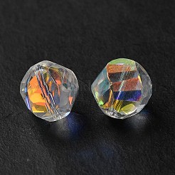 ガラス k9 ガラス  模造オーストリアクリスタルビーズ  多面カット  ナゲット  クリアAB  8x8mm  穴：1mm&nbsp;GLAA-H024-11B
