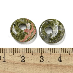 天然および合成混合宝石ドーナツ/パイディスクチャーム  14~14.5x4mm  穴：4mm&nbsp;G-G142-02