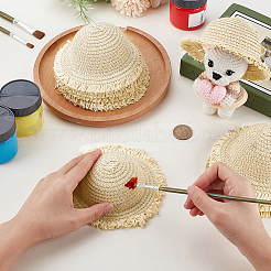 人形の麦わら帽子  ミニ手編み帽子  DIYの工芸品のジュエリーアクセサリークラフト装飾  小麦  135x61mm&nbsp;DIY-WH0504-827A