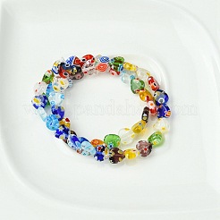 ハート手作りのミッレフィオーリガラスビーズ連売り  ミックスカラー  8x8x3mm  穴：0.5mm  約48個/連&nbsp;LK-YW0001-07