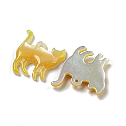 天然黄色のシェルペンダント  猫の形のチャーム  17x14.5x3mm  穴：1mm&nbsp;SSHEL-N038-05A-02