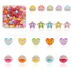 200Pcs 4 Style 1-Hole Transparent Acrylic Buttons&nbsp;TACR-PJ0001-04