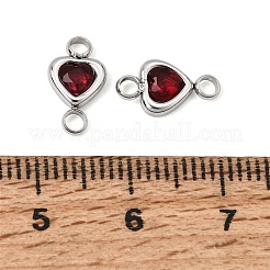 304ステンレススチールラインストーンコネクタチャーム  ハートリンク  ステンレス鋼色  11.5x6.5x2mm  穴：2mm&nbsp;RB-CBA3E99-01P