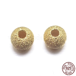 18KGP本金メッキラウンド925スターリングシルバーテクスチャードビーズ  ゴールドカラー  3mm  穴：1mm  約333個/20g&nbsp;STER-M101-01-3mm
