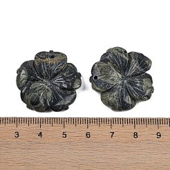 天然カンババジャスパー彫刻ペンダント  花のチャーム  28.5x29.5x5mm  穴：1.2mm&nbsp;G-B097-01A-11