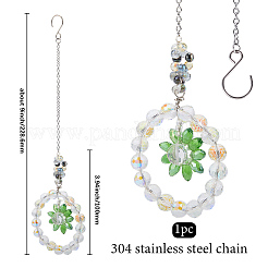 1Pc Flower Glass Car Hanging Decoration&nbsp;HJEW-SP0001-11C