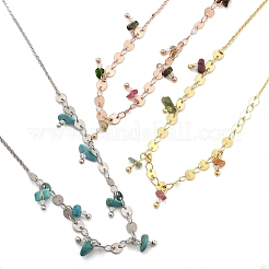 Brass Rolo & Flat Sequin Chains Necklaces for Women&nbsp;NJEW-D302-55