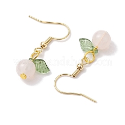 アクリルダングルピアス  304ステンレススチールピアスフック付き  葉っぱ  パールピンク  32.5x12.5mm&nbsp;EJEW-JE05749-03